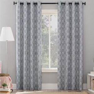 Sun Zero Blue and White Patterned Fabric Curtain